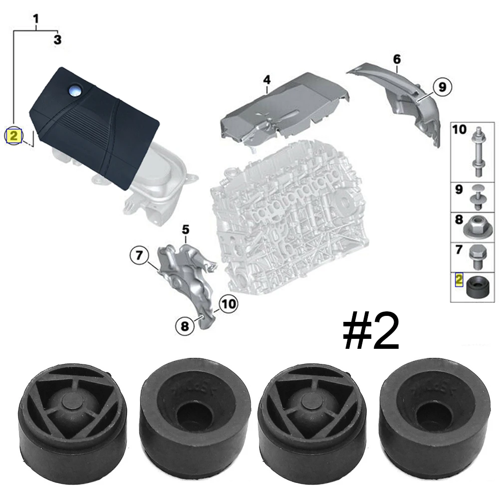 4PCS Car Engine Rubber Mounting Bush Cushion For Ford Focus II 2004-2011 4M5G6A994AA 1434444 Protective Cover Under Guard Plate