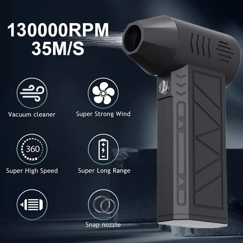 Car Wind Speed 35m/s 130000RPM Turbofan Powerful With Flashlights Violent Turbo Fan Dust Blower Dust Removal High Power Jet Fan