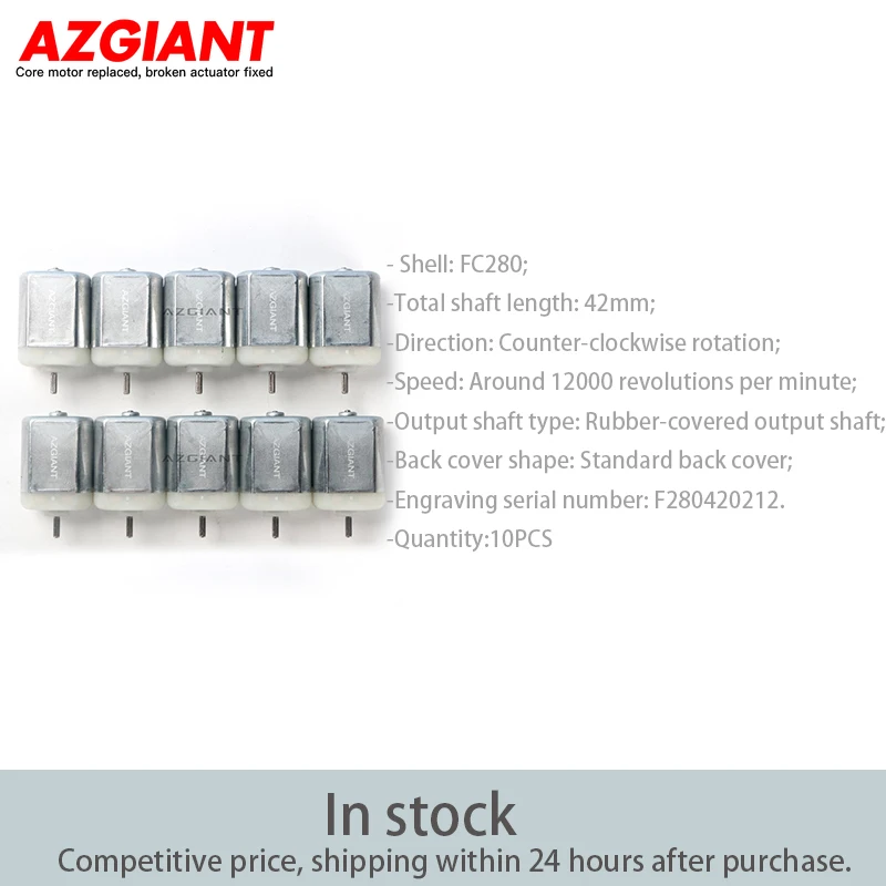 AZGIANT 10PCS FC280 Electric Motor Counter-clockwise Rotation 42mm Total Shaft Length 12000 RPM  F280420212 Car Replace Part