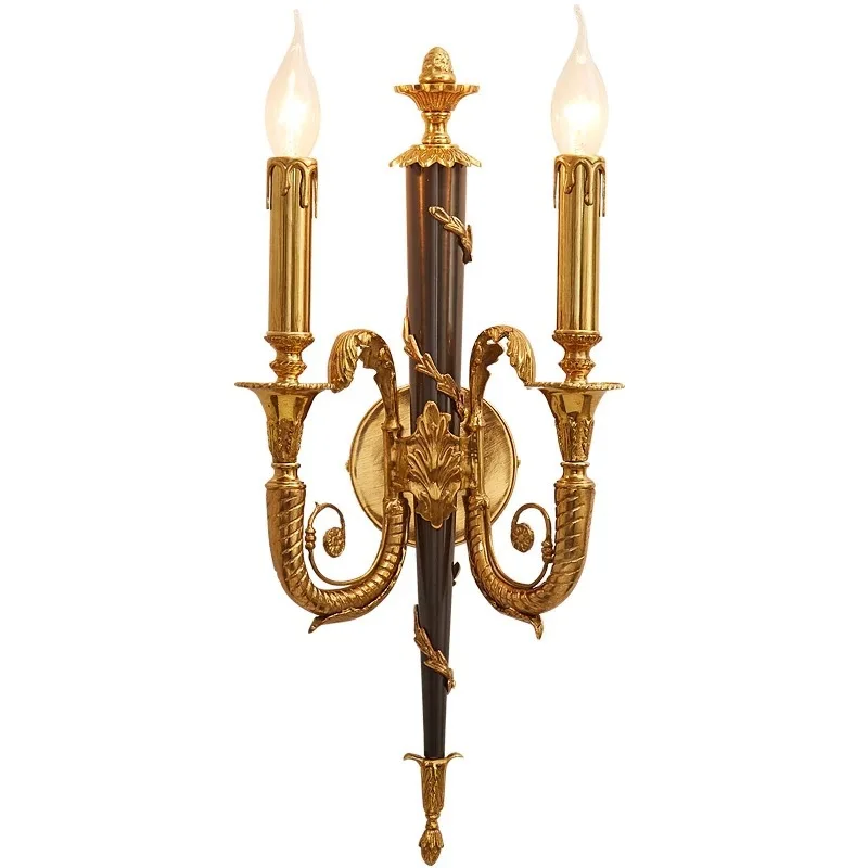 

French style, wall lamp, double head, retro, European style, villa, living room, bedroom, bedside lamp, American style