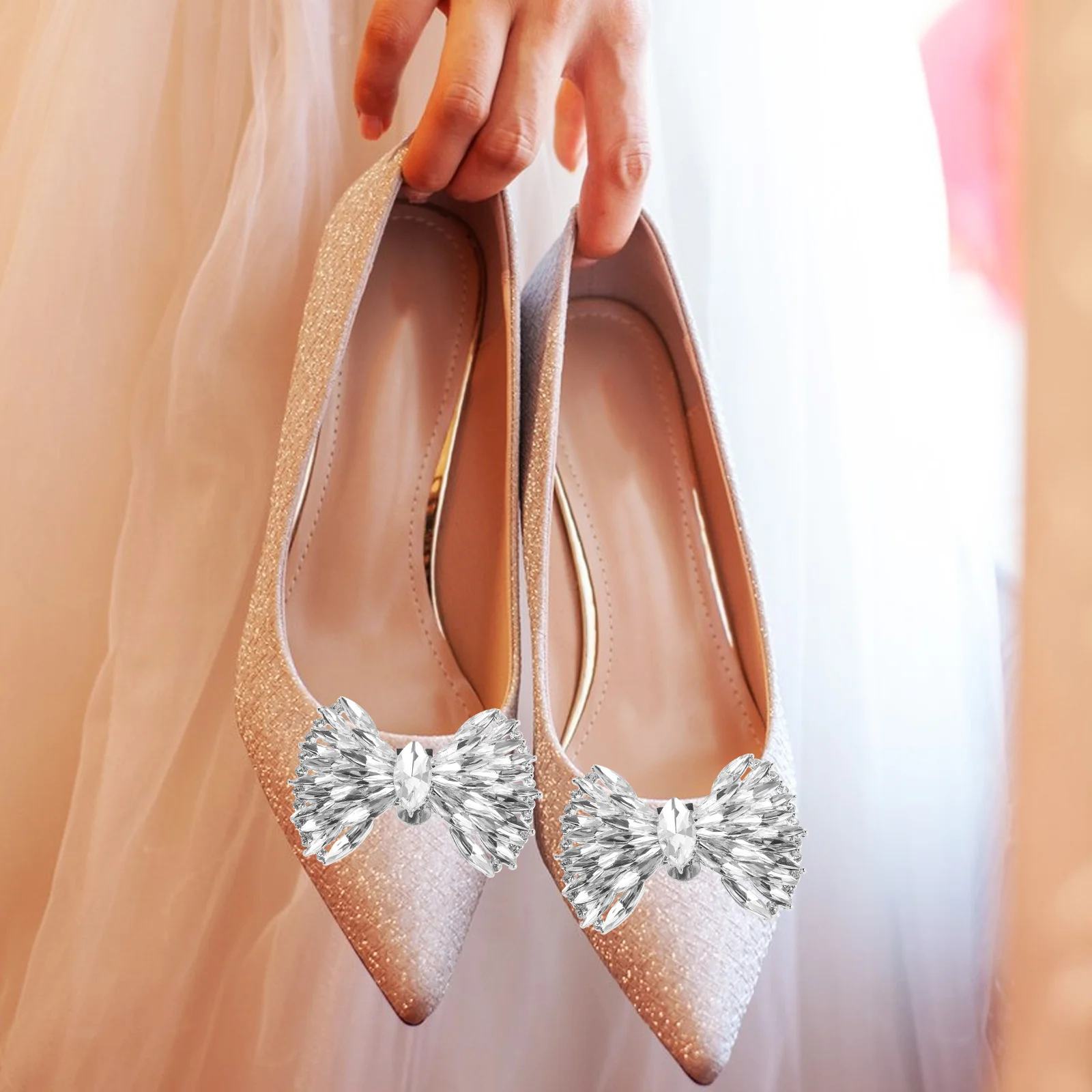 

2pcs Shoe Clips Detachable Zinc Alloy Decorative Buckle For High Heels Pumps Women Dress Shoes Wedding Charm Accessory Storage