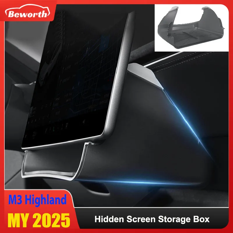 Under Screen Storage Box for Tesla Model Y juniper 2025 Launch Model 3+ Highland Central Control Hidden Large Space Organizer
