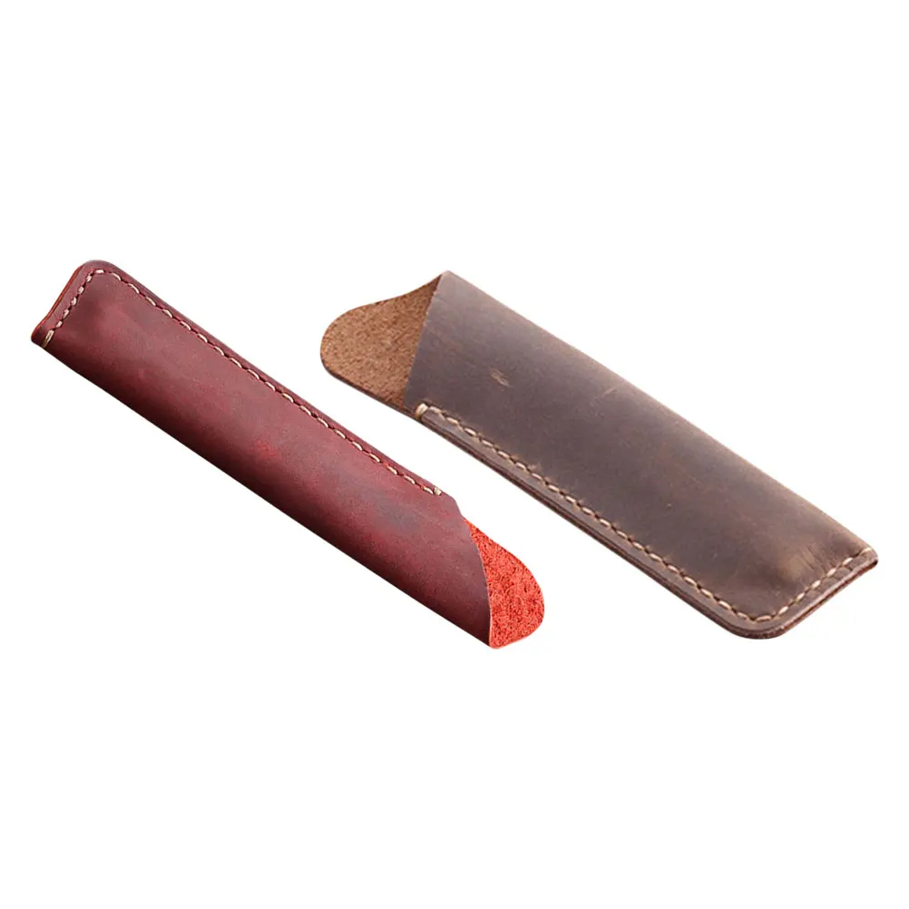 

2pcs Vintage Cowhide Pen Cases Handmade Ballpoint Pencil Case Eco-Friendly Stationery Organizer For