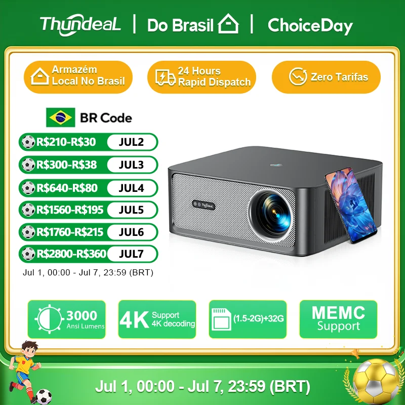 Projetores no Brasil Projetor Inteligente Portátil Thundeal Td98Pro Alta Luminos - imagem 1