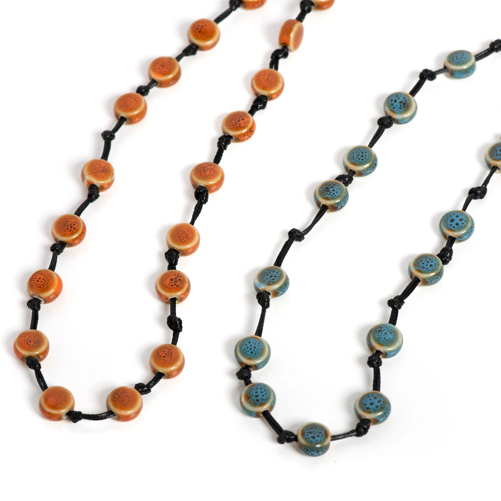 Vintage Ceramic Petal Necklace Handmade Adjustable Pendant Artistic Jewelry Elegant Boho Style 185