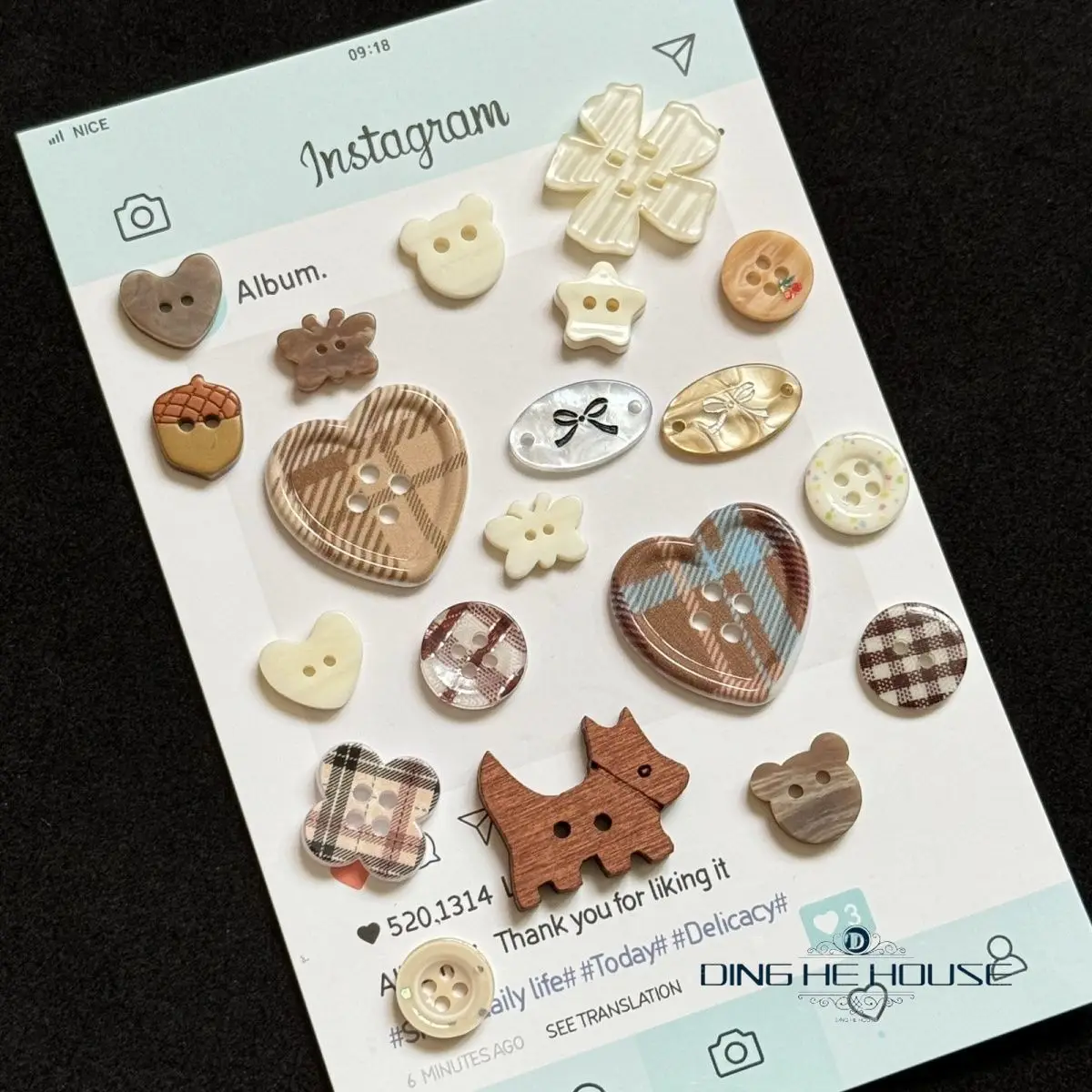 20pcs/set Maillard Colored Buttons Brown White Japanese Korean Handmade Resin DIY Scrapbooking Decorative Materials Accessories