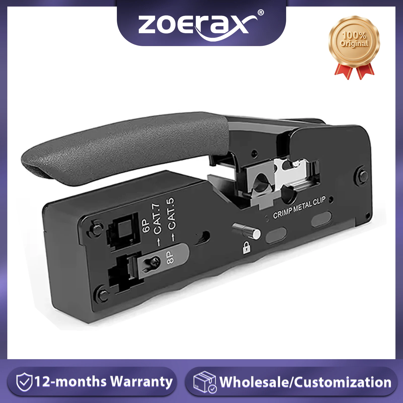ZoeRax RJ45 Crimp เครื่องมือผ่านขั้วต่อ Crimper Cutter Stripper สำหรับ Cat7 Cat6 Cat8 Cat6a Cat5e Cat5 8P8C Modular ปลาย