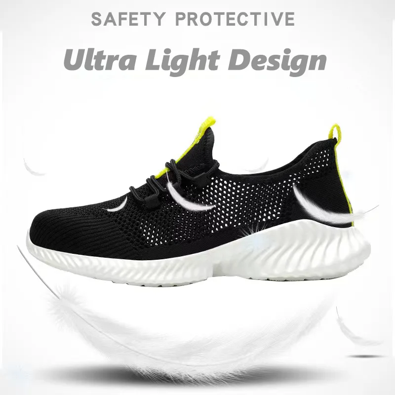 Lynjacye Summer Breathbale Air Mesh Steel Toe Work Shoes Breathable Working Shoes Women Man Safety Shoes Lightweight Shoes