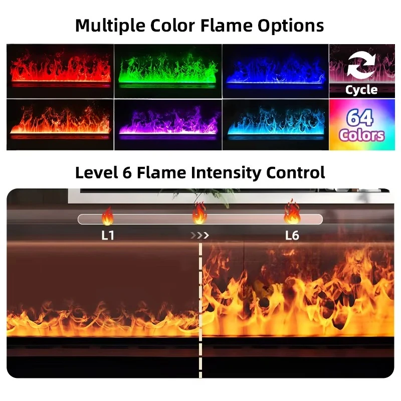 Multi Color Flame Led Indoor Screen Decor Wall Mounted 3d Water Steam Electric Fireplace Water vapor Fireplace