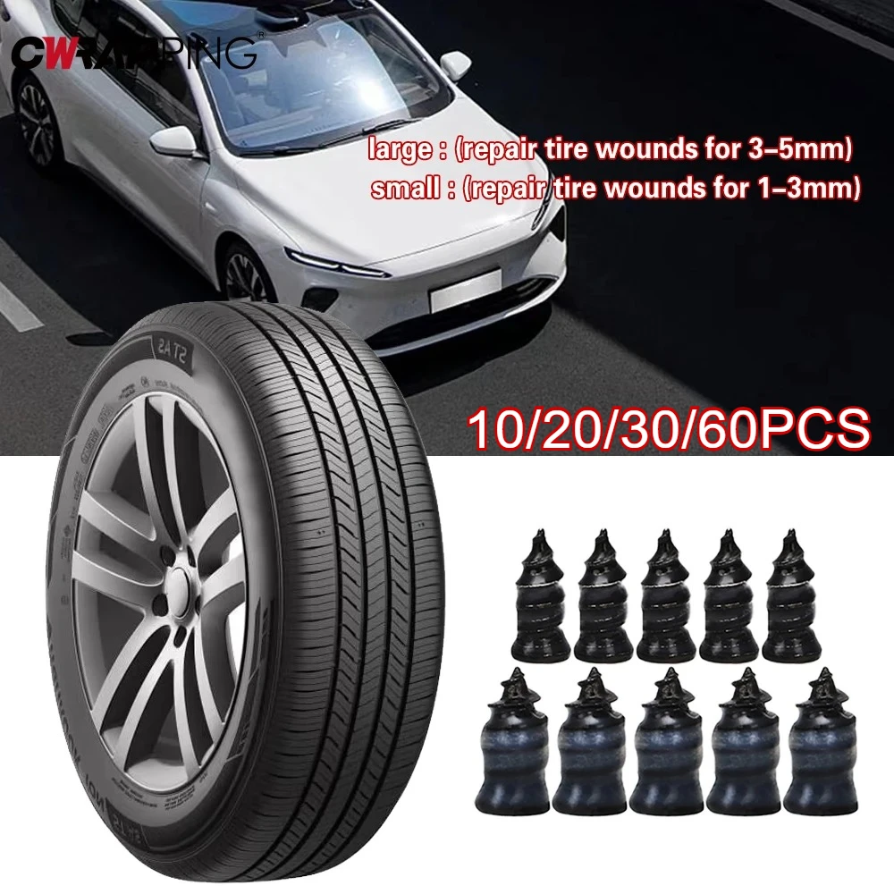 Car Motorcycle Vacuum Tyre Repair Nails Truck Scooter Bike Tire Puncture Repair Tubeless Tools Rubber Metal Accessories 10-60Pcs