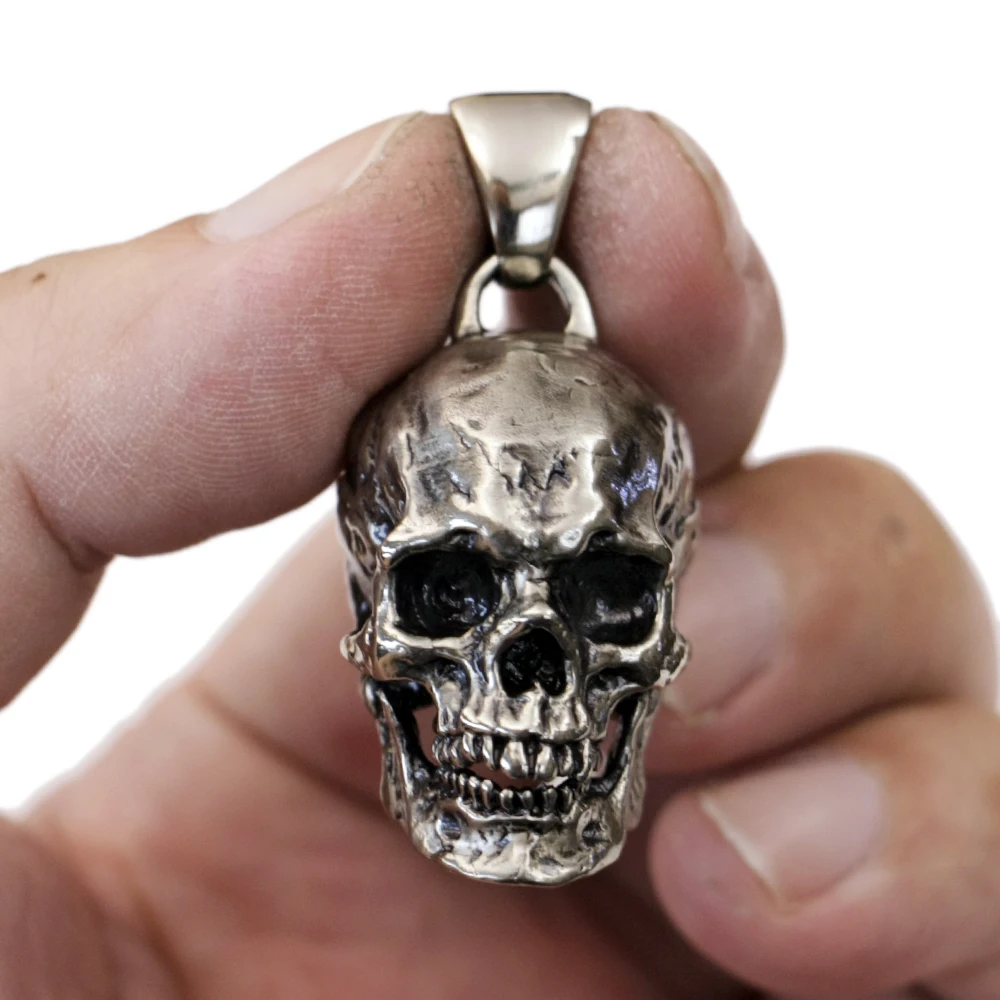 Cupronickel Huge Details Skull Pendant Biker Punk Jewelry CP177