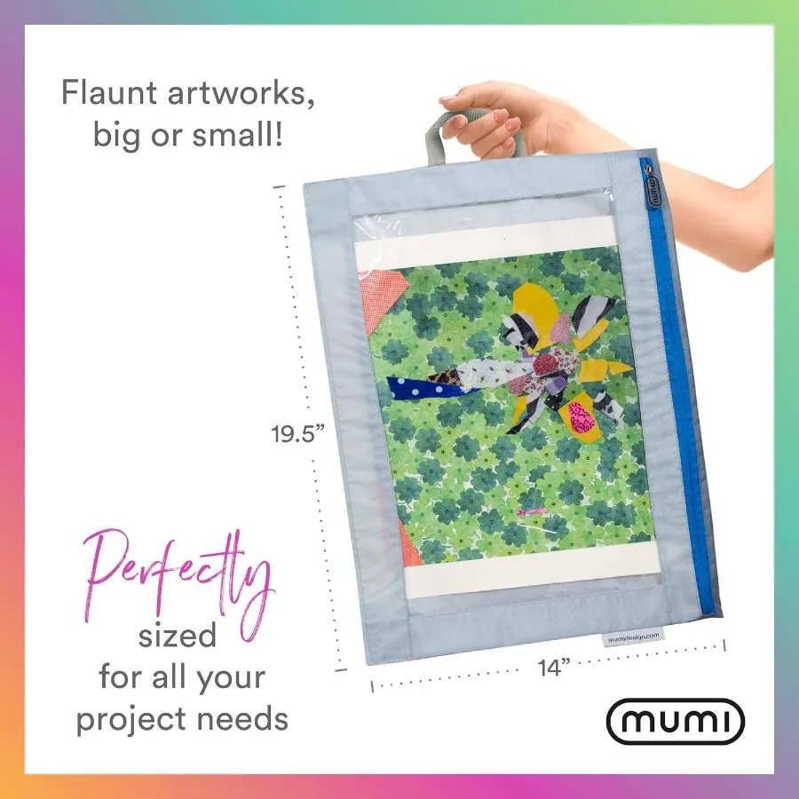 Organizador de proyectos grande de 19,5 x 14 para adultos, estuche de cartera de arte duradero con almacenamiento espacioso para carteles, álbum de recortes Scho