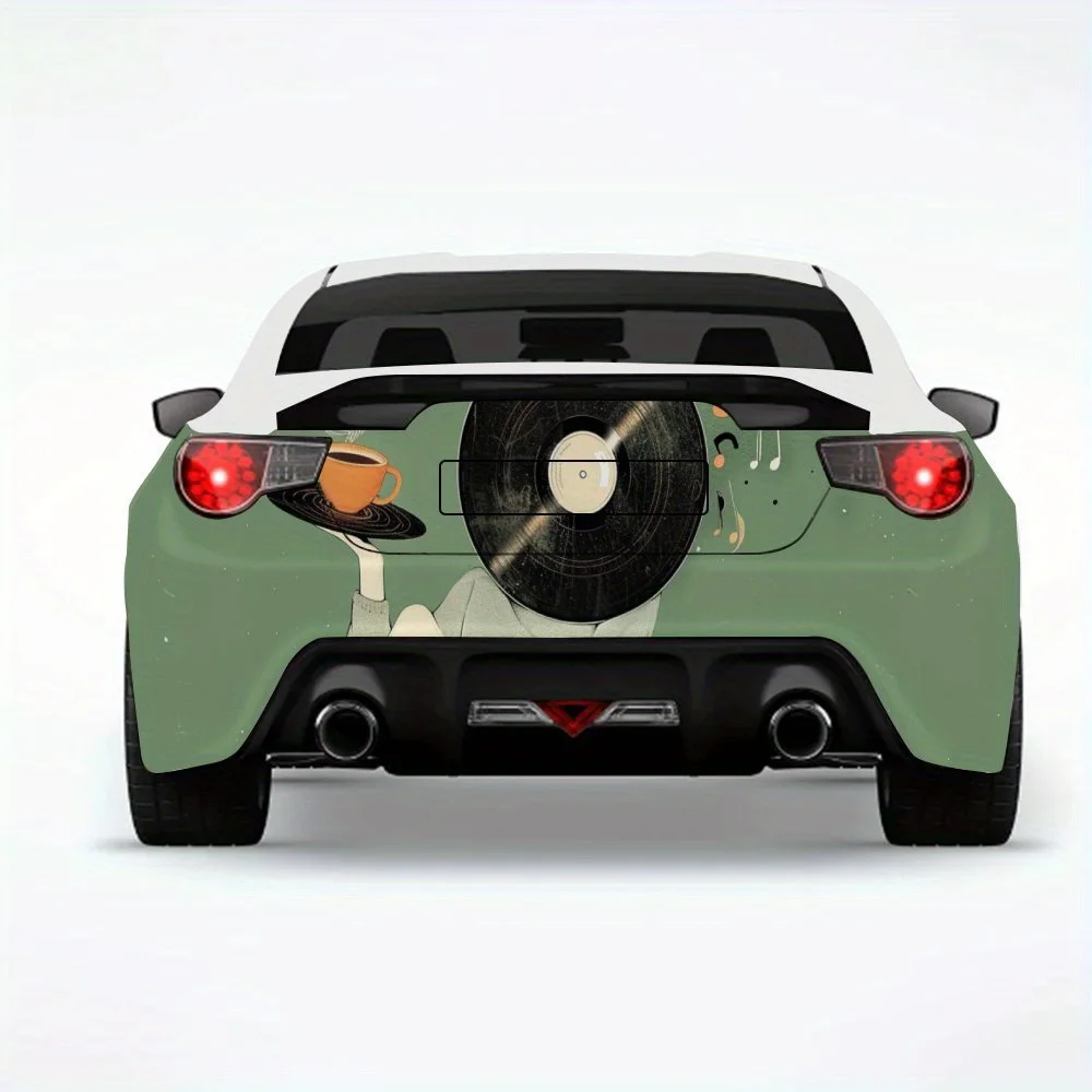 Music and Coffee Art Car Sticker,Vinyl Decal for Car Rear, Waterproof Self-Adhesive Vinyl Stickers for Vehicle Tail and Bumper,