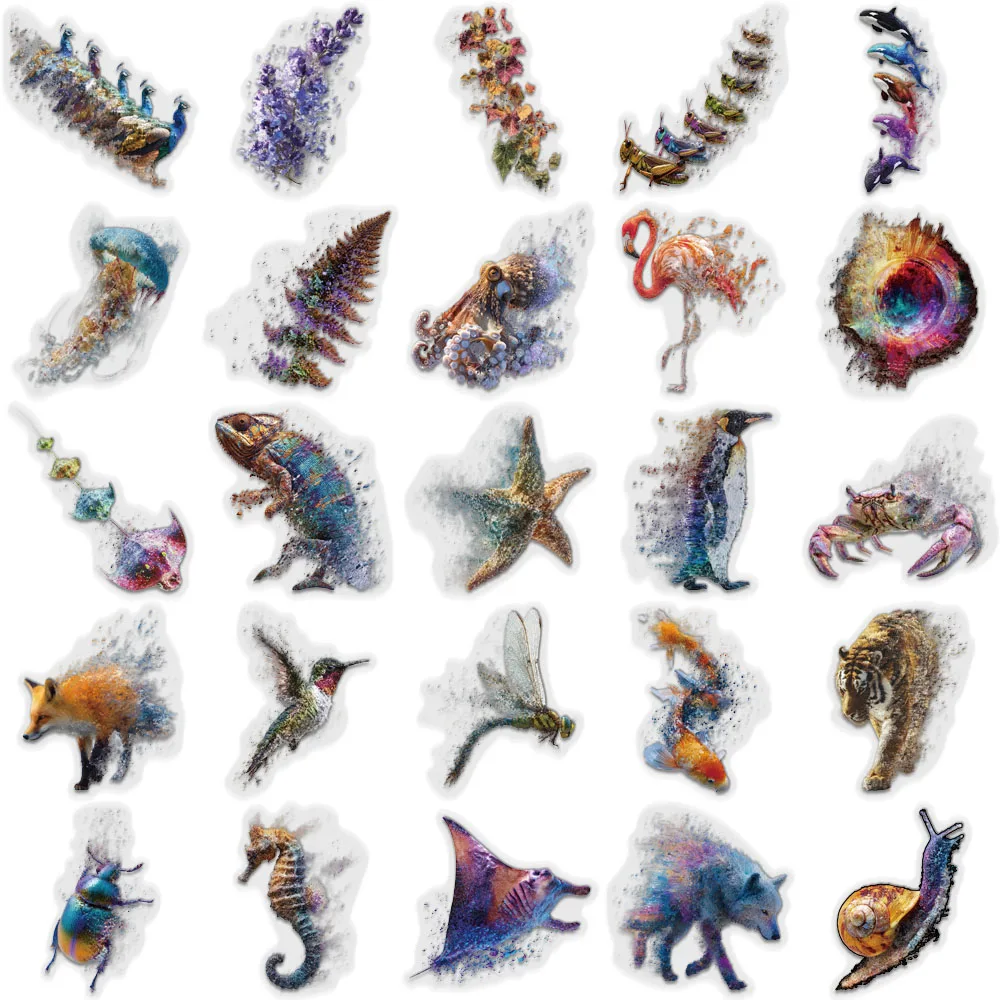 50 шт., креативные деформационные движения, исследование, наклейки из прозрачного материала для домашних животных, декоративные чехлы для телефонов, наклейки для ноутбуков