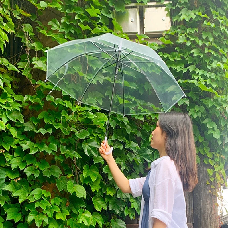 10PCS wholesale transparent multi-color umbrellas, transparent PVC umbrellas, long handle rainproof umbrellas, wedding umbrel