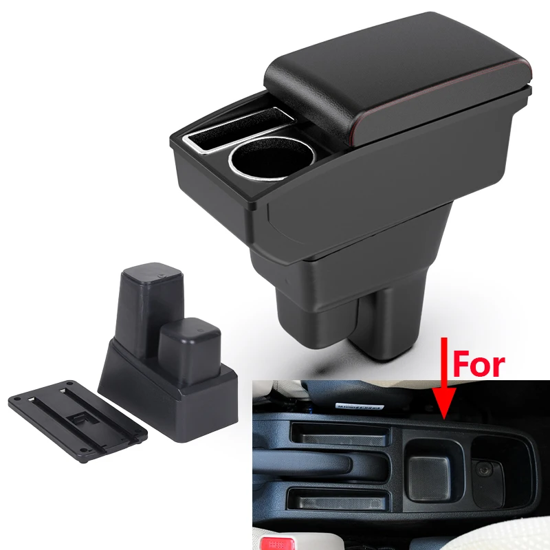 

Для Honda Fit 2, аксессуары для салона автомобиля, ящик для хранения центральной консоли с подстаканником, подлокотник из искусственной кожи, простой в установке 2008-2013 гг.