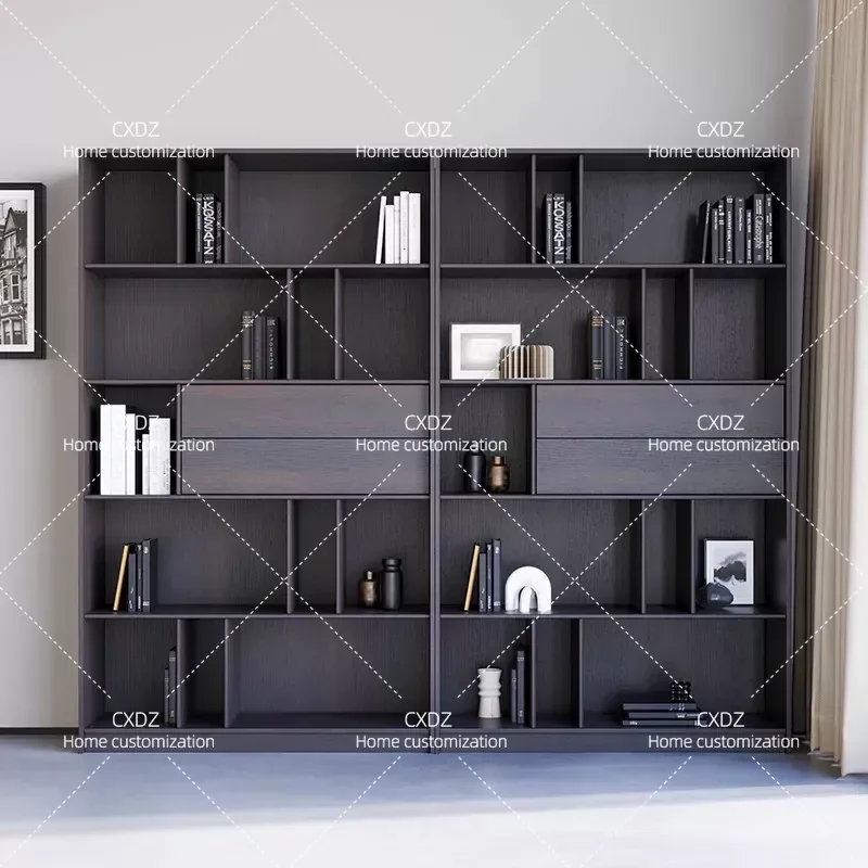 Minimalist Italian Light Luxury Modern Simple Study Bookshelf Display Cabinet Solid Wood Custom Home Living Room Furniture