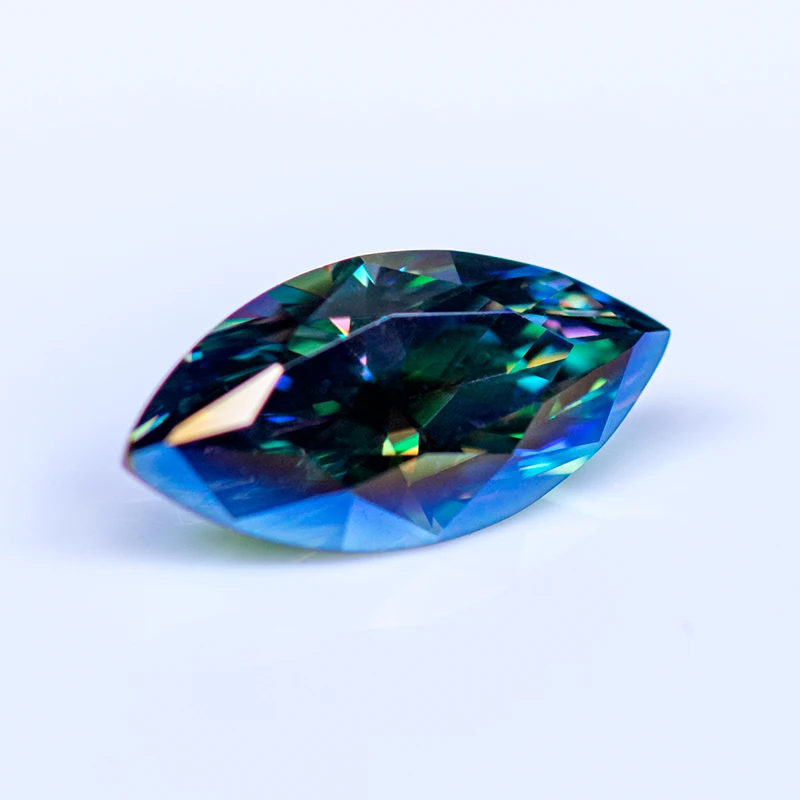 Moissanite Stone Rainbow Green Color Marquise Cut Gemstone Lab Grown Diamond For DIY Charms Woman Jewelry Making Materials