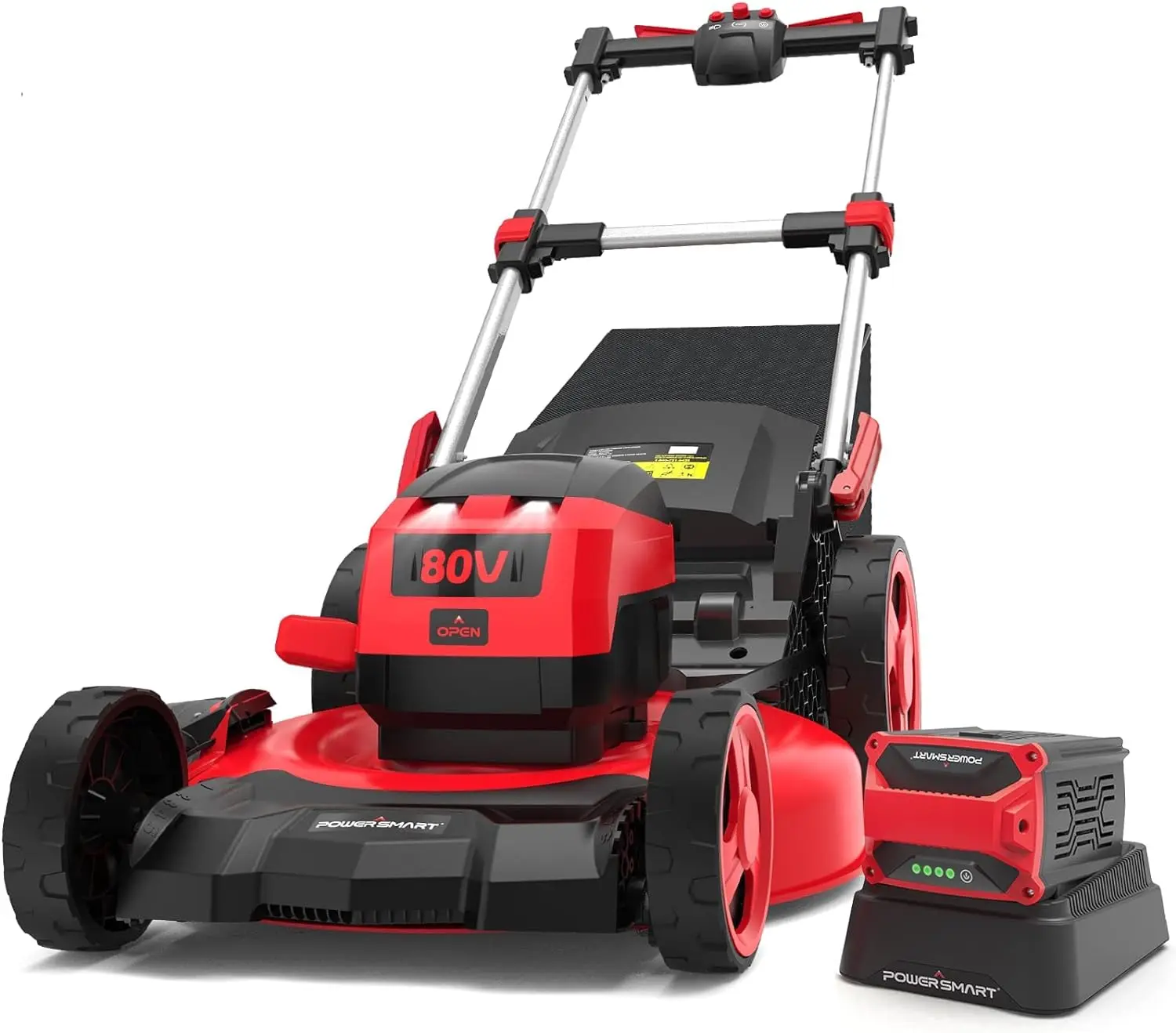 PowerSmart 80V MAX 21-Inch Brushless Self-Propelled Lawn Mower, 3-in-1 Mowing Function with 6.0Ah Battery and Charger