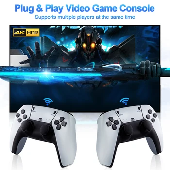 4K HD Video Game Console 10000+ Games 2.4G Wireless Controller for PS1/FC/GBA Retro TV Game Console Game 64GB Sticks