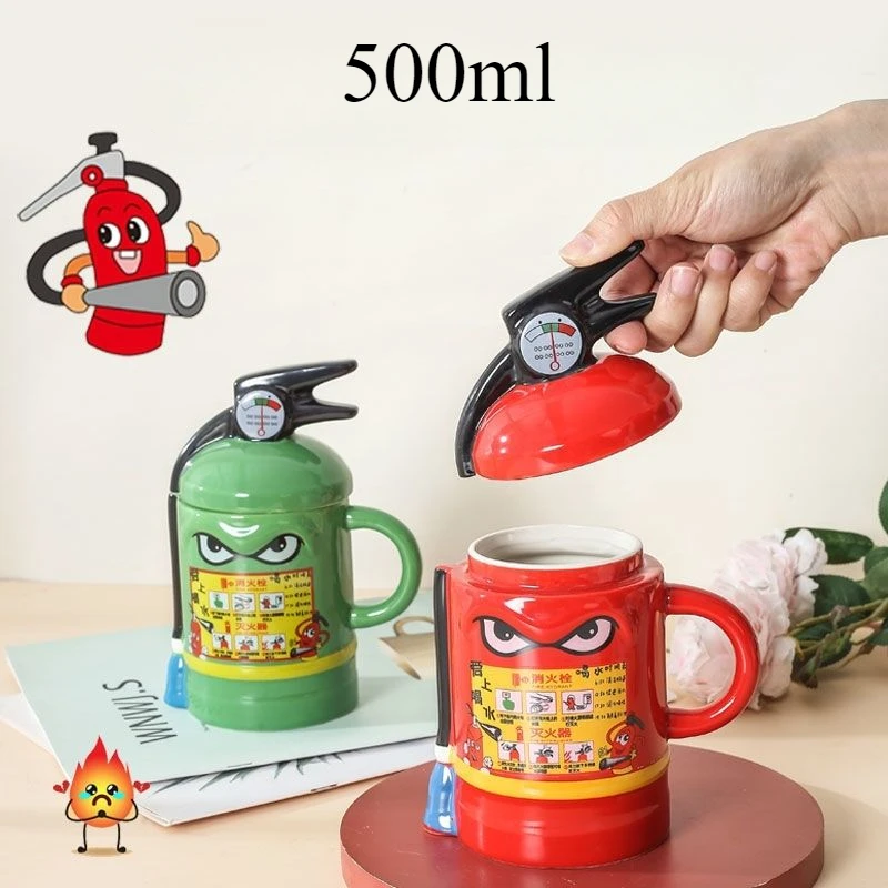 Creative Fire Extinguisher Ceramic Mug, High-value Breakfast Milk Coffee Mugs, Funny Birthday Gift Water Mug,Couple Pairing Cups
