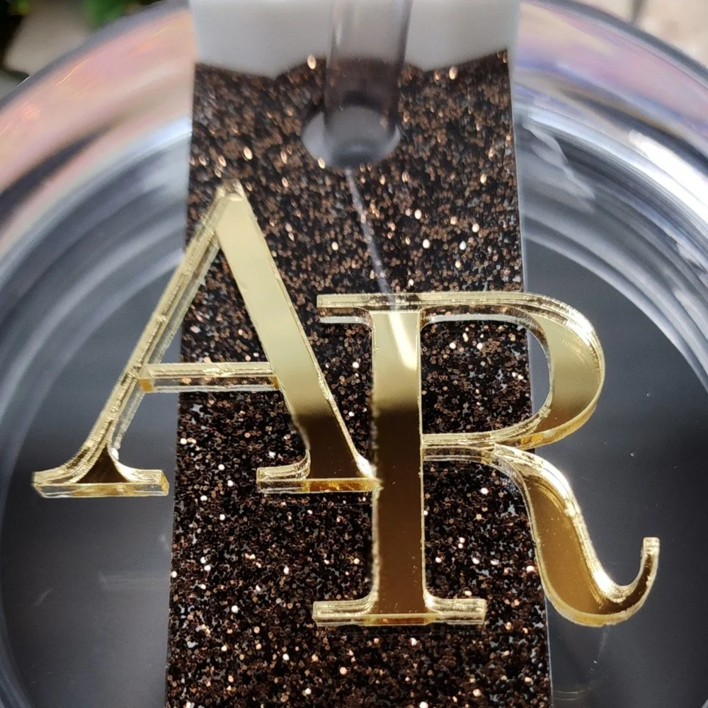 Customized chocolate golden water bottle cup label | Golden glittering letters | Name decoration | Brown mirror - view 3