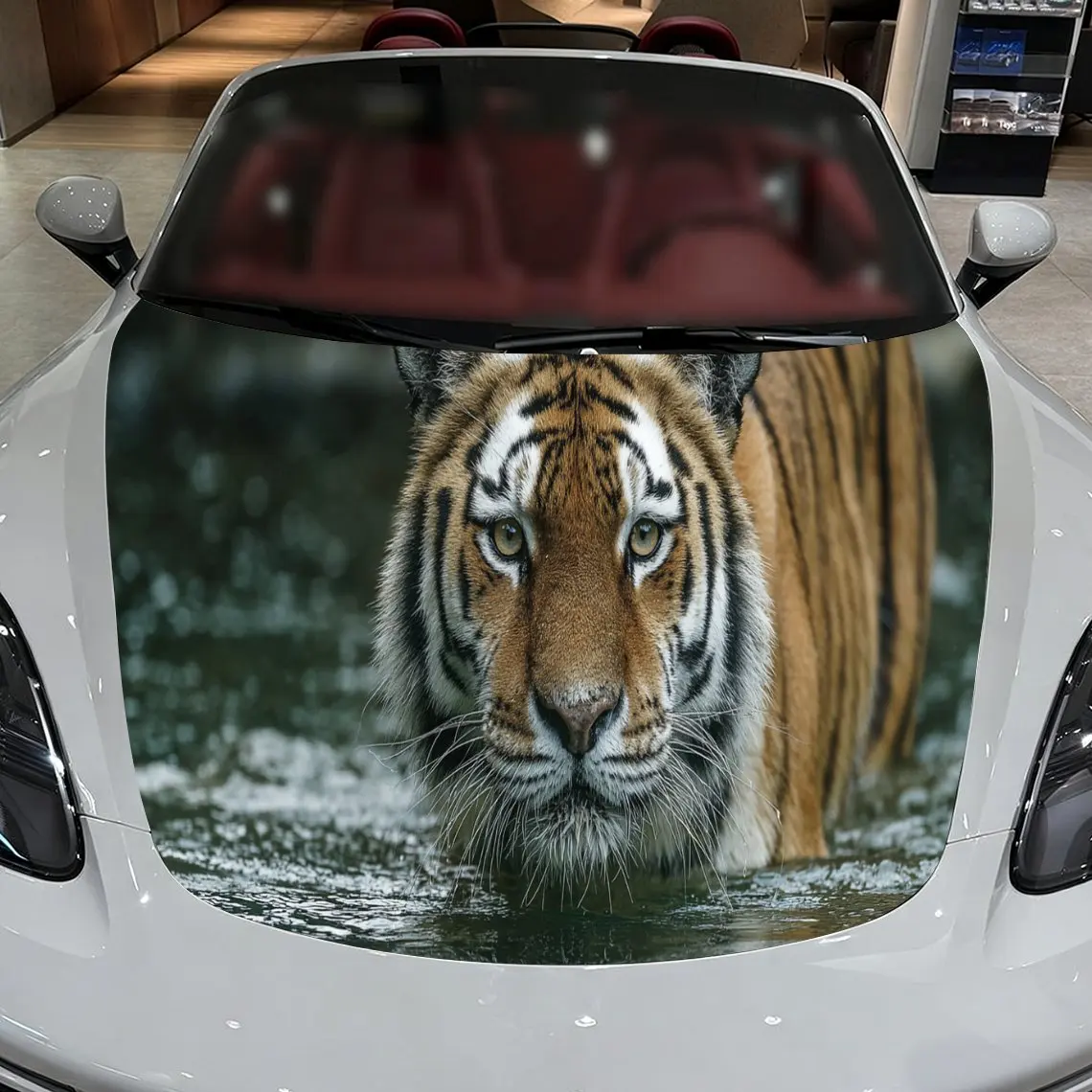 Cool Water Tiger Car Hood Stickers - Self-Adhesive, Waterproof and Durable Vinyl Wrap, Decorate And Protect Your Car - The Gift