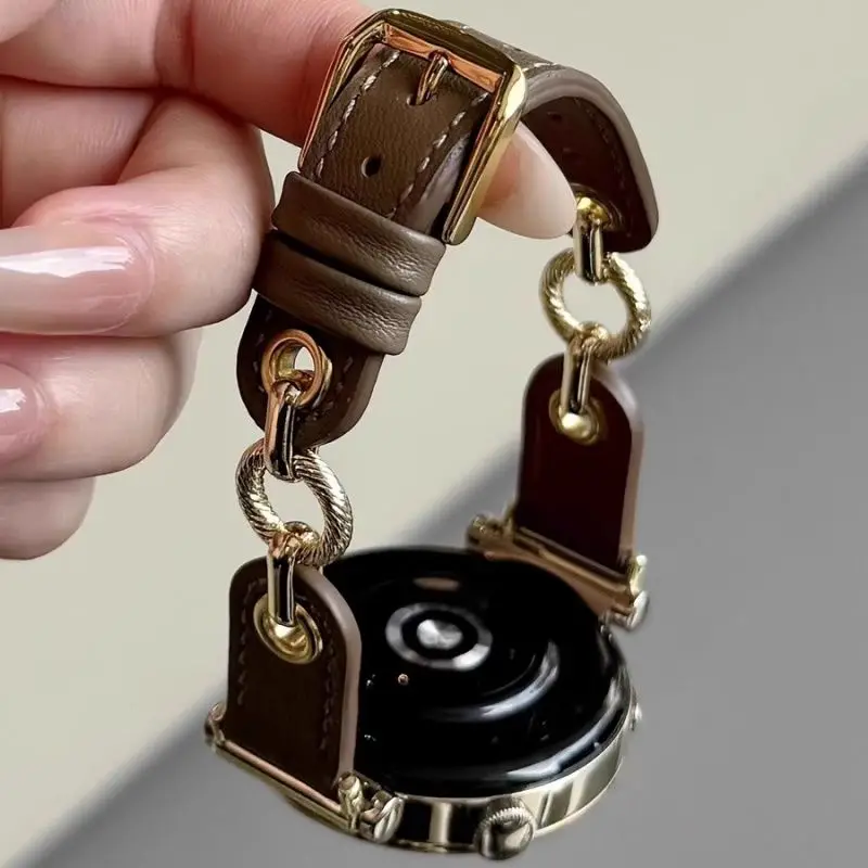 Couro de couro fino de metal adequado para pulseiras HW Watch Fit3/Fit4 e pulseiras HW Band 8/9/10NFC feitas à mão