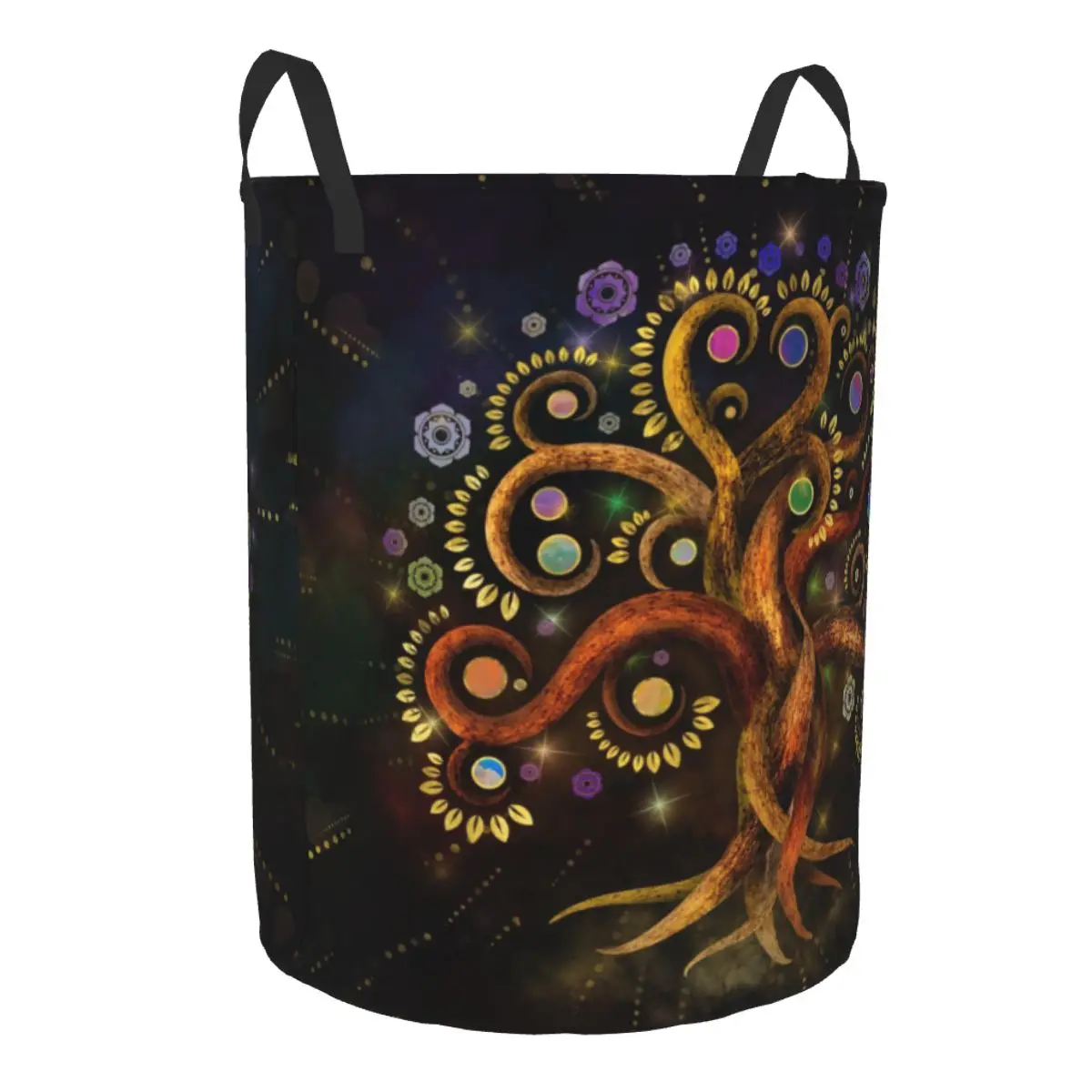 Tree Of Life Yggdrasil Rainbow Swirl Laundry Basket Foldable Large Clothes Storage Bin Baby Hamper