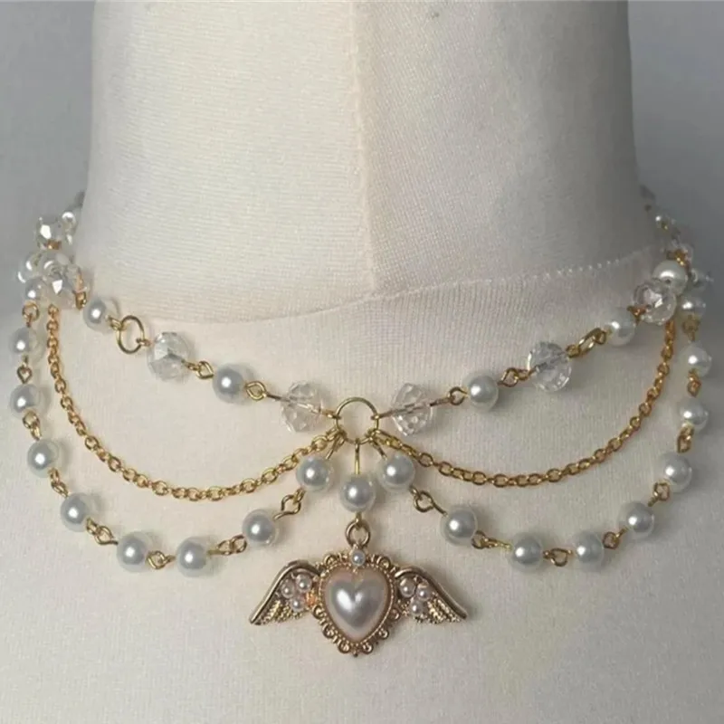 Rosary Cottagecore Victorian Romantic Vivienne Lana Pearl Wiccan Jewelry/Faerie Statement Necklace/choker chain/choker set/Fairy