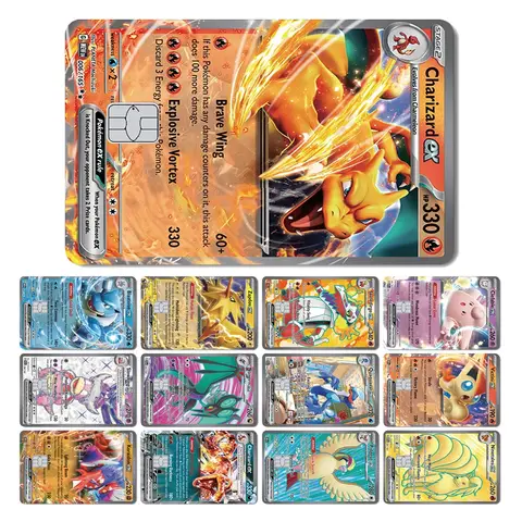 뜨거운 판매 2.5D 매트 Charizard 방수 페이드 없음 전면 스티커 스킨 필름 커버 신용 직불 버스 카드