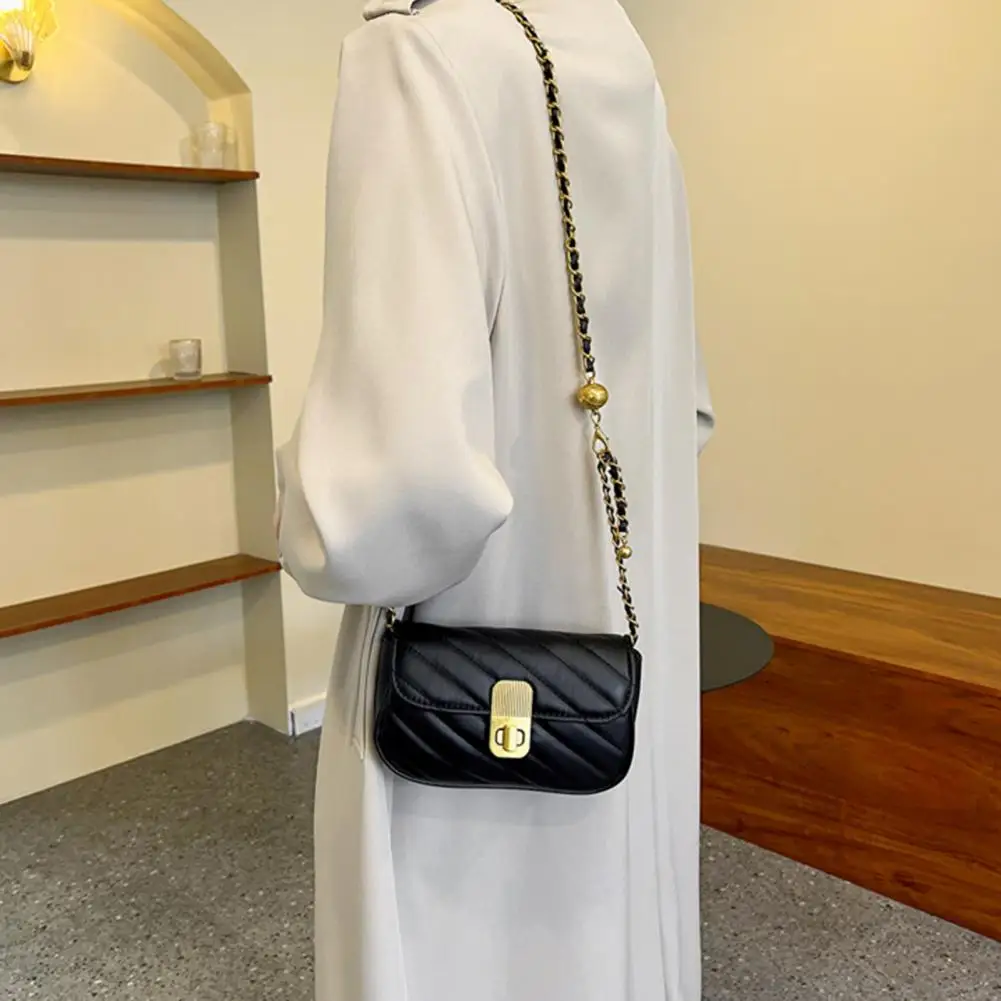 Trendy Crossbody Bag Square Shoulder Bag Hardware Lock Convertible Crossbody Handbag  Daily Collocation