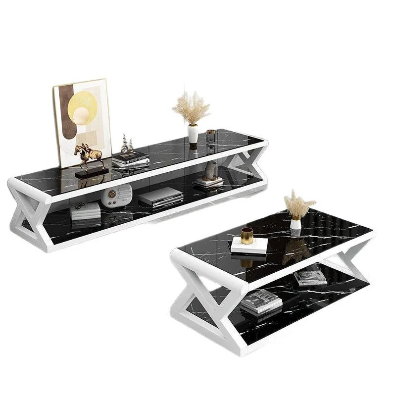 

Simple tempered glass coffee table table TV cabinet combination modern simple living room European household small apartment
