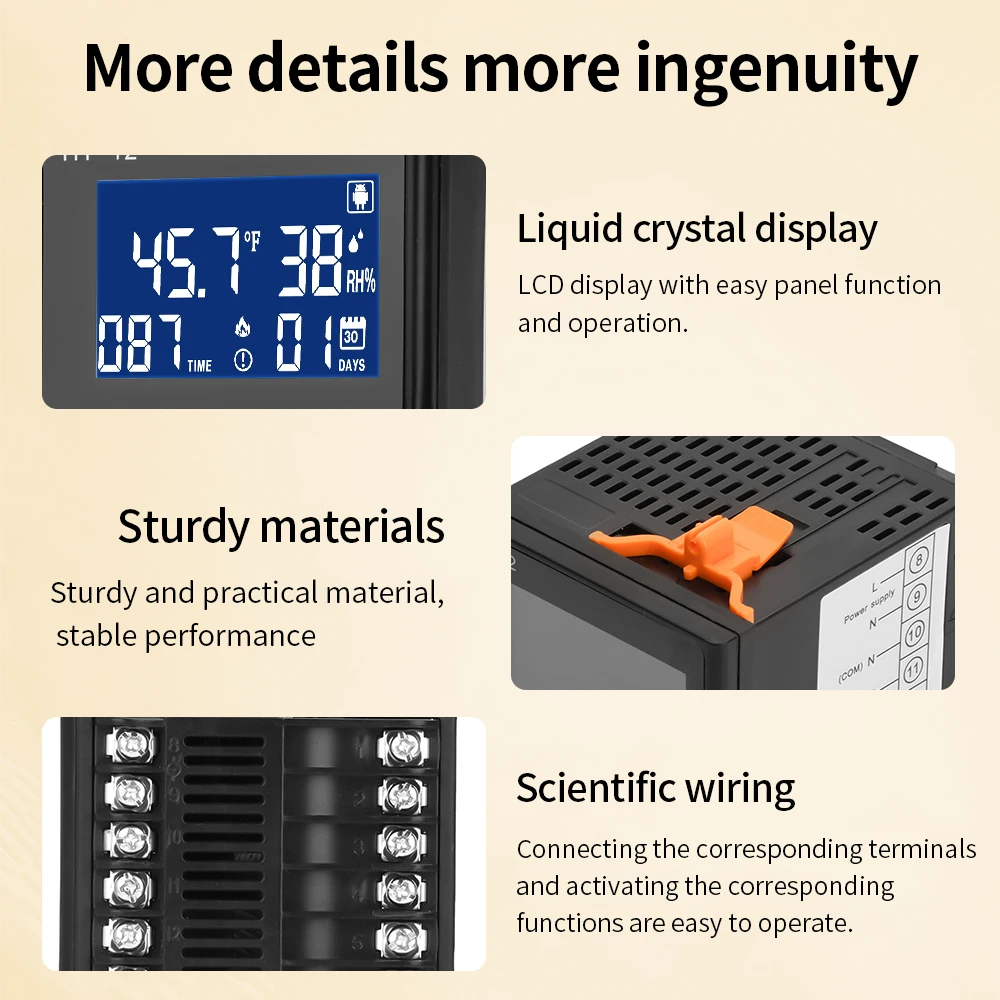 Incubateur d'œufs intelligent LCD – Tourneur d'œufs automatique, contrôle de la température et de l'humidité pour œufs de poulet/canard/oie/pigeon, chauffage et humidification