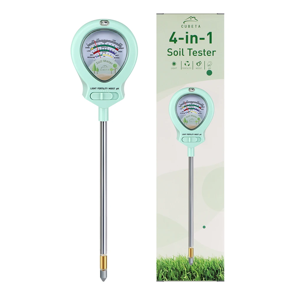 

90° Rotatable Soil Tester Handheld 4 in 1 Soil Detector Multifunctional Soil PH Fertility Light Humidity Meter for Garden Potted