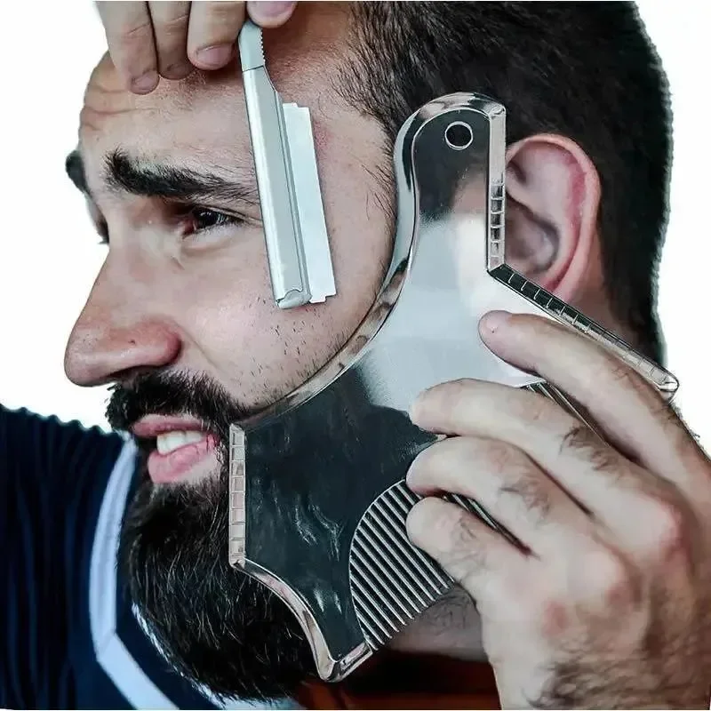 Men Beard Template Styling Comb Beard Stencil Shaping Stencil Tools Perfectly Groomed Facial Hair Trimming Man Beard Shaper