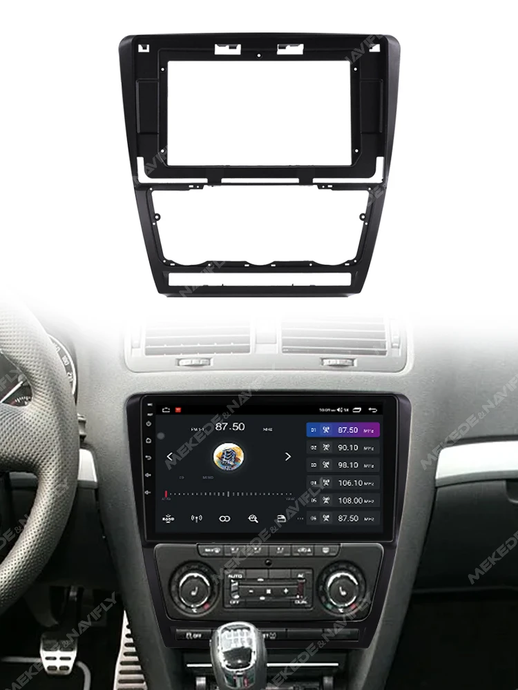 MEKEDE スコダ オクタビア 2008-2013 10インチ パネルキット ハーネス ファシア カーラジオ ベゼル フレーム マルチメディア ラジオパネル フレーム ケーブル