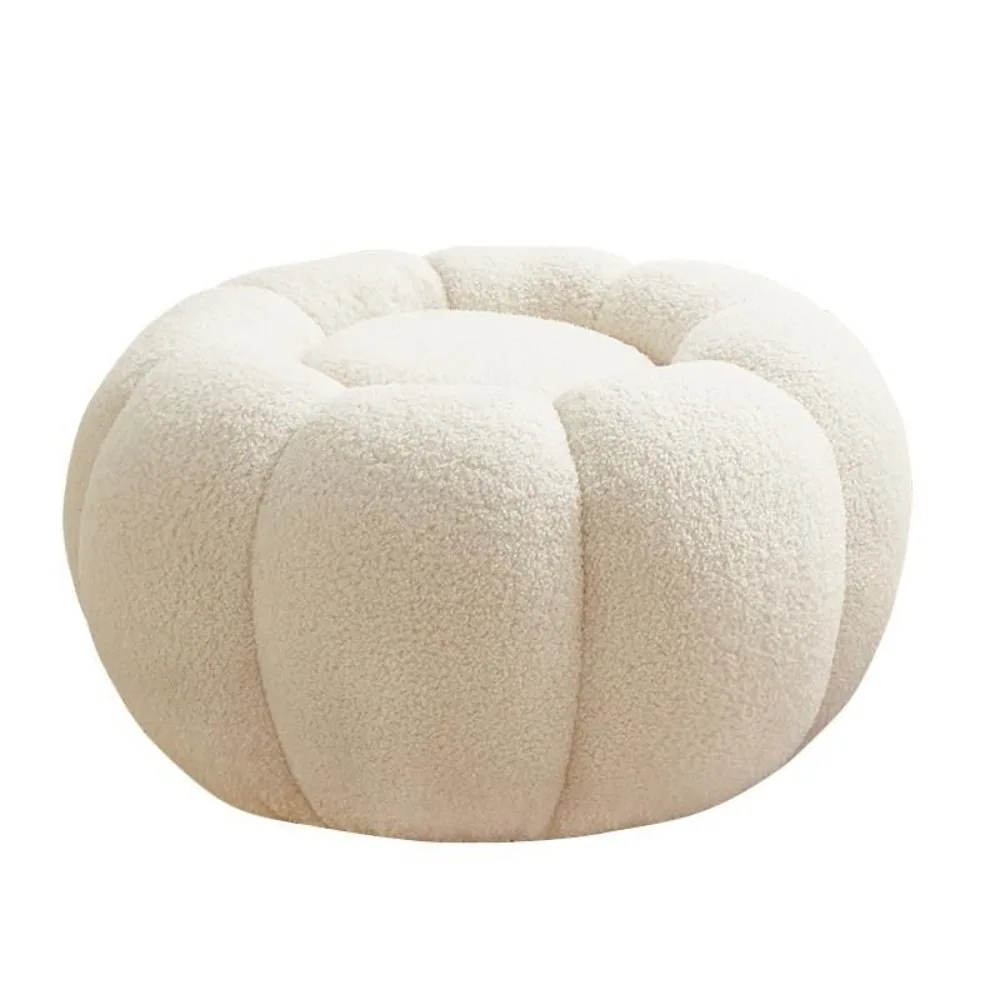 Pumpkin sofa stool footstool sofa stool lambswool simple modern living room luxury bedroom single small round stool image 2
