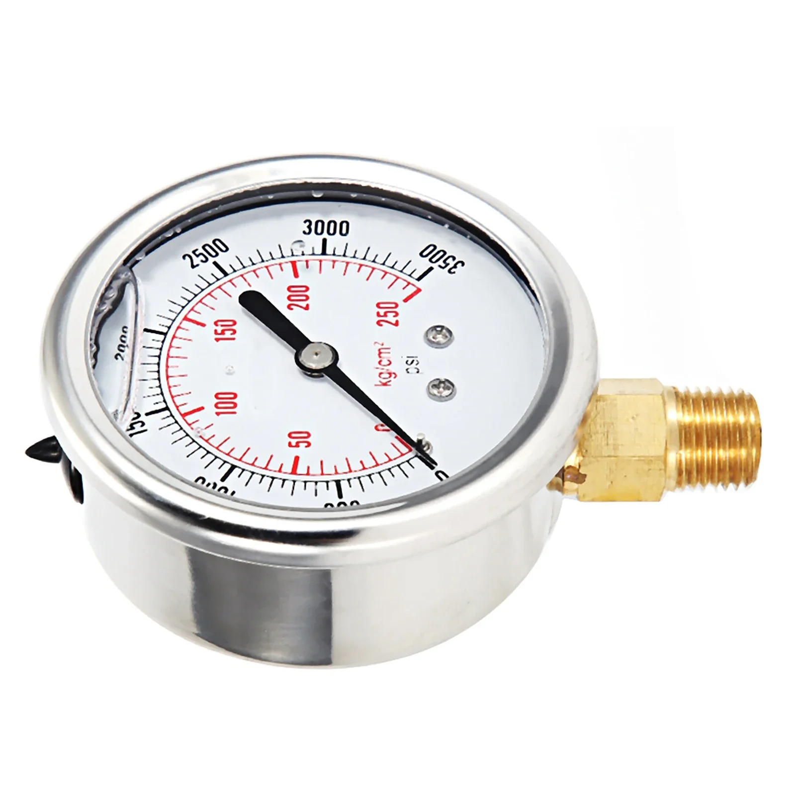 Stainless Steel Hydraulic Liquid Filled Fuel Pressure Gauge 0-3500 PSI