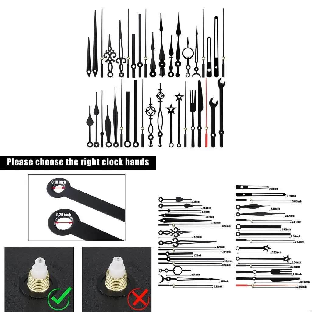 62KD Watch Second Mutes Pointers NeedlesFitting Replaceable Wall Clock Repairing 14x