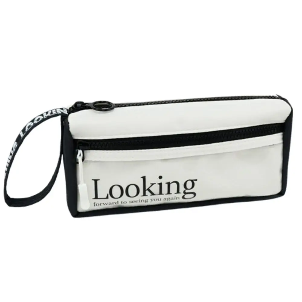 Estojo transparente de 3 camadas, grande capacidade, armazenamento portátil, caixa de papelaria, multifuncional, leve, simples, bolsa de papelaria