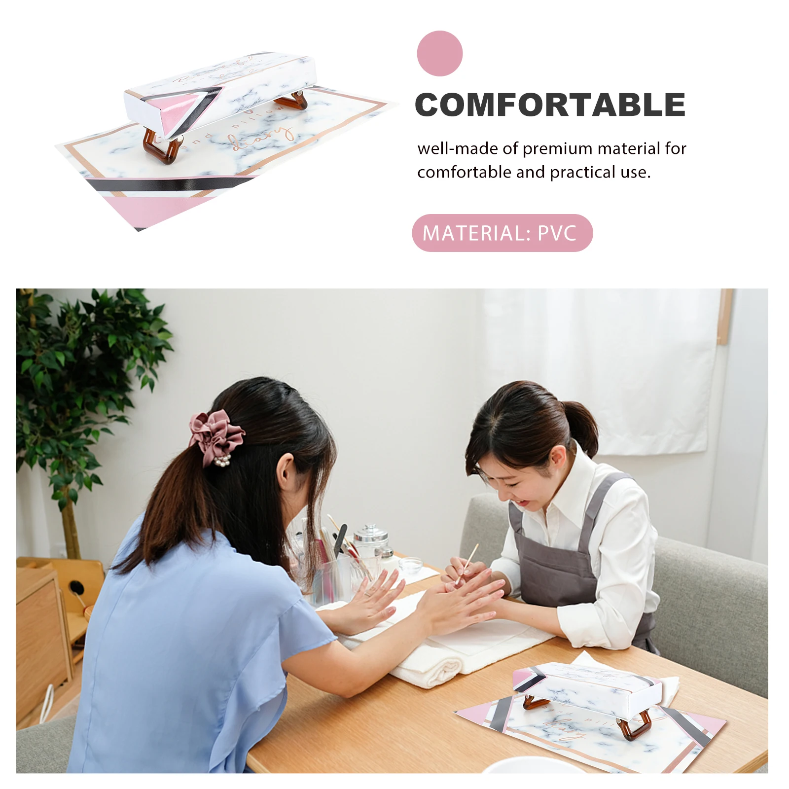 

Folding Hand Pillow Set Adjustable Nail Art Mat Cushion Manicure Support Pillow Mat For Home Salon Pink Pvc