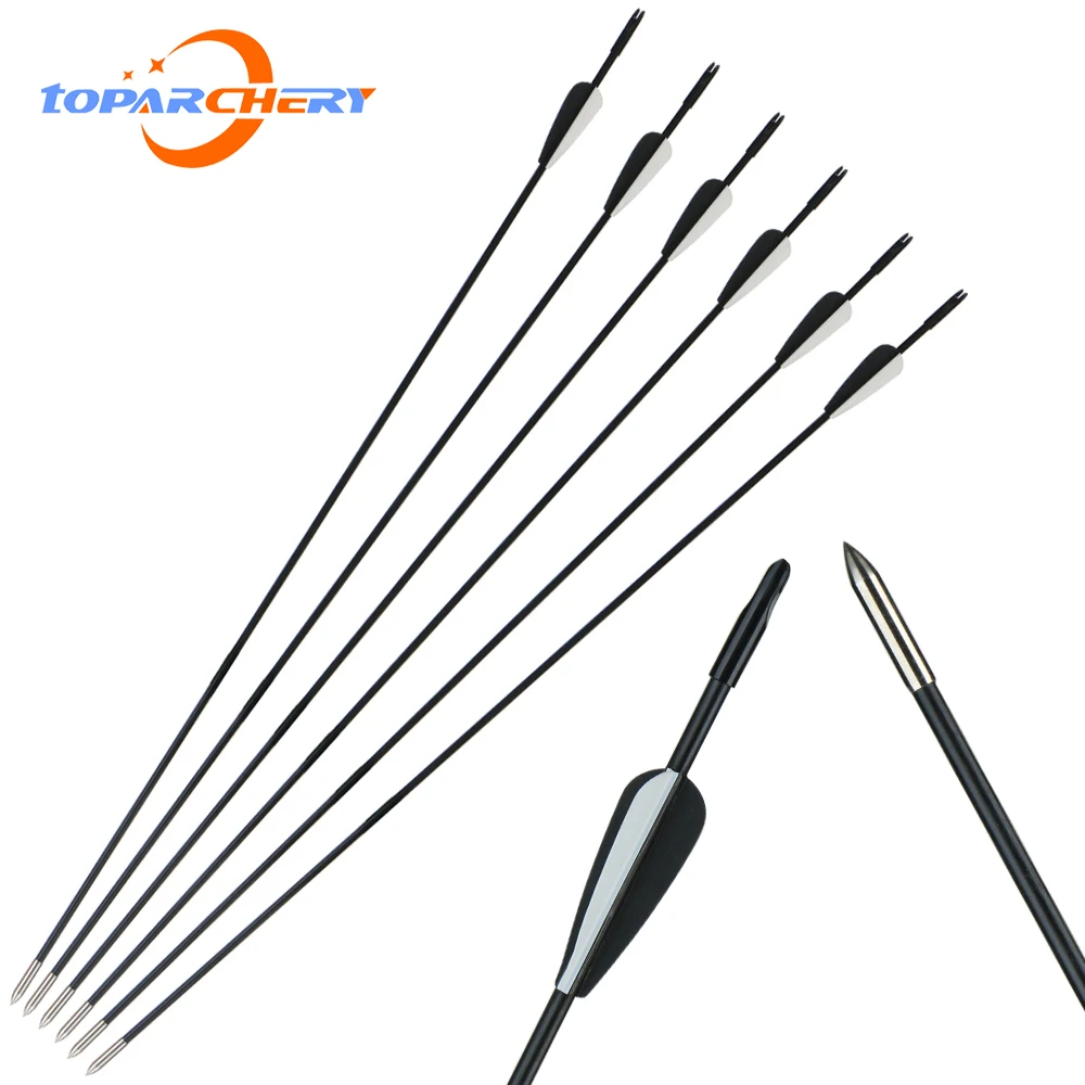 

Fiberglass Arrows 31 Inch OD 6mm with Broadhead for Recurve Bow Target Shooting Practicing