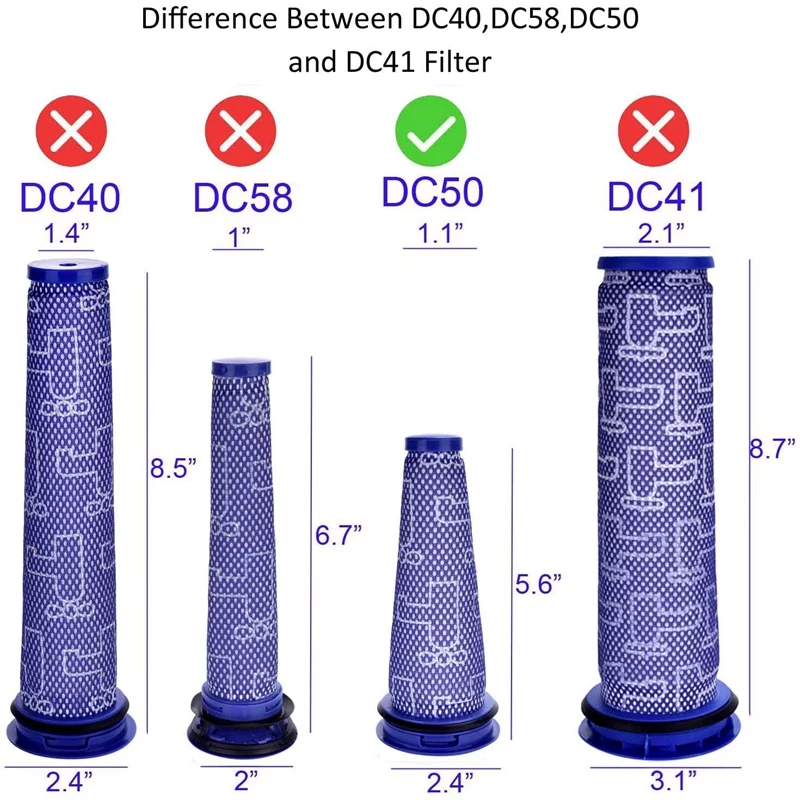 Фильтр DC50 для Dyson, сменный вакуумный фильтр, 4 шт., для Dyson, послемоторный фильтр Hepa и фильтр перед двигателем, 8 шт.