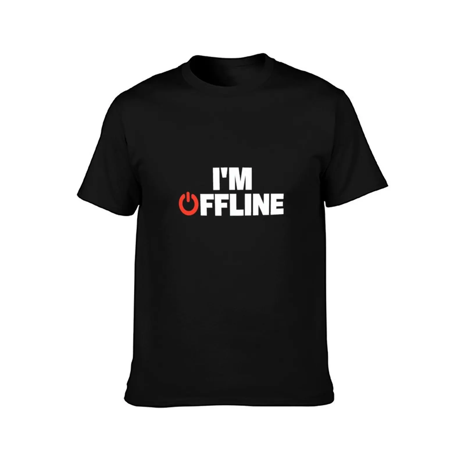 I'm Offline T-Shirt, Summer Casual Cotton Tee, Oversized Streetwear Tops, Vintage Graphic Print, Loose Fit Short Sleeve