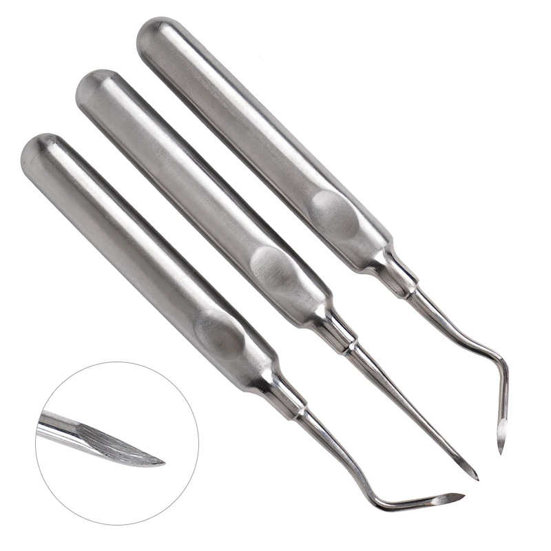 3Pcs Stainless Steel Tooth Extracting Forceps Curved Root Lift Elevator Dental Tools Teeth Extraction Equipment