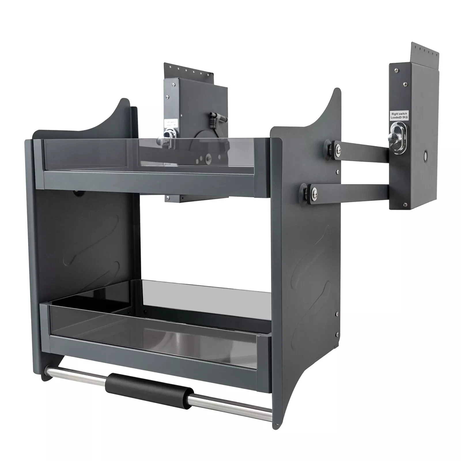 Pull-Out 2-Tier Shelf - Drop Down & Lift Mechanism for Kitchen Cabinet