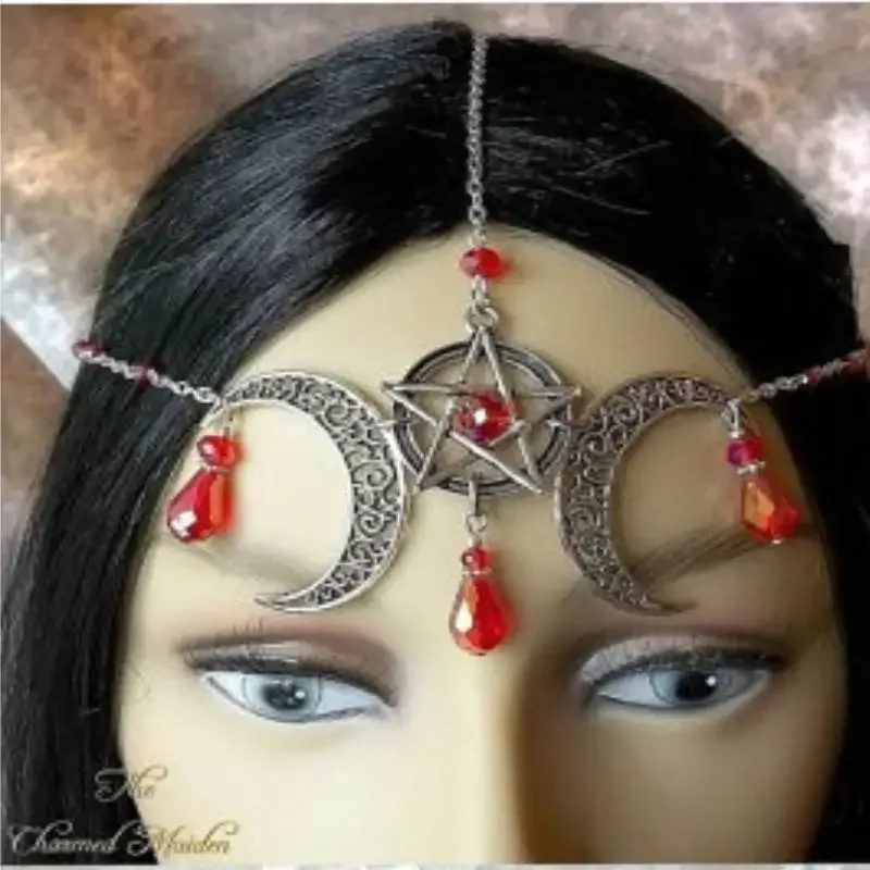 Pagan Headpiece Wicca Moon Circlet Moon Goddess Diadem Head Chain Celtic Moon Headdress