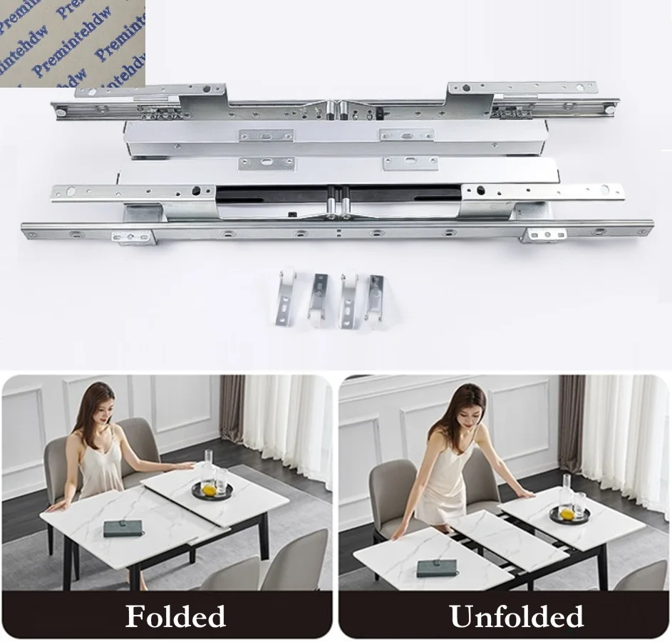 1Set Dining Table Middle Leaf Automatic Lift-up Slides Mechanism For Extension