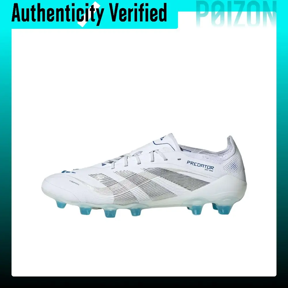 Adidas PREDATOR ELITE Soccer Shoes Unisex Low-top Cloud White/Metallic Silver/Bright Royal Blue JP9809